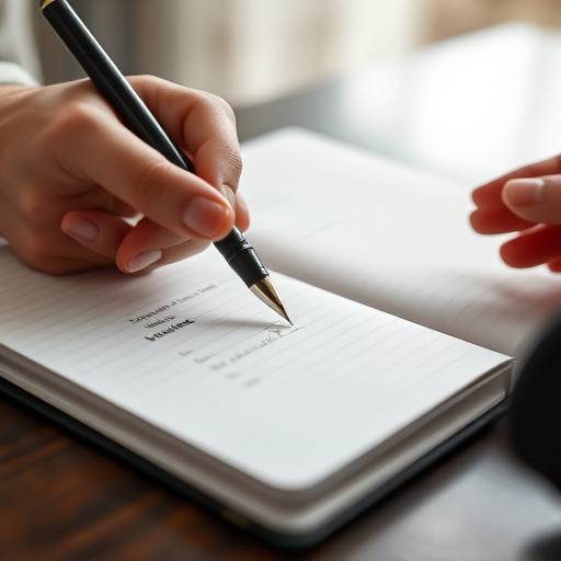 Una mano escribiendo gastos diarios en un cuaderno con una pluma elegante.