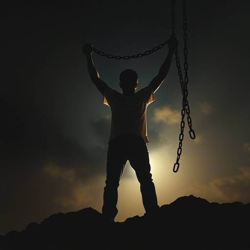 Una persona rompiendo una cadena, simbolizando la liberaci&oacute;n de las deudas.